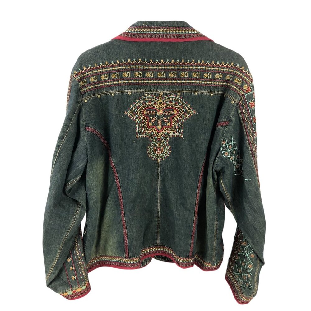 Chico's Embroidered Denim Jacket Size 3 (XL) - Picture 2 of 3